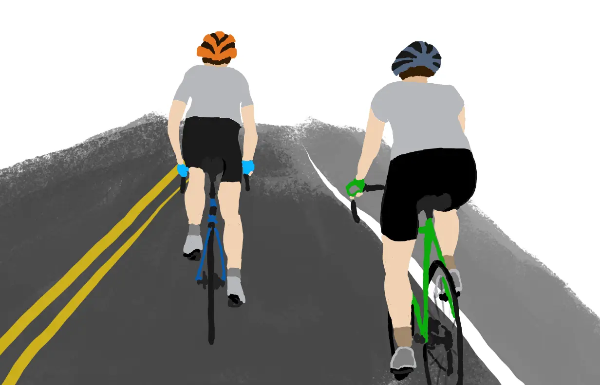 Ciclistas de fim-de-semana, lado-a-lado