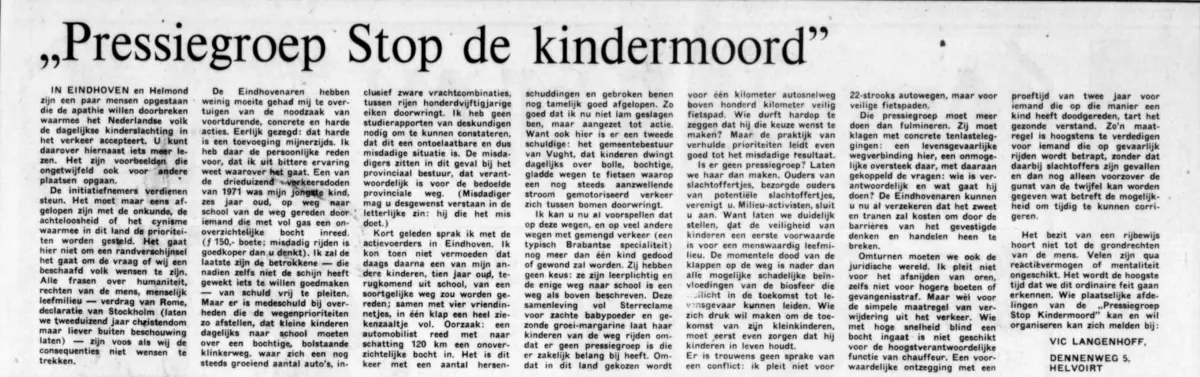 Jornal a mencionar o movimento Stop de Kindermoord